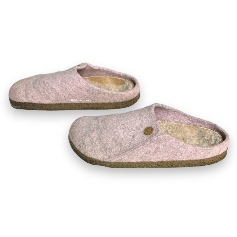BIRKENSTOCK Zermatt Wool Felt & Shearling Mule Clog Slipper Light Rose - Picture 4 of 10
